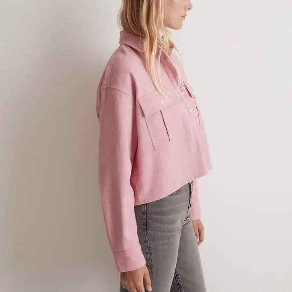 MADEWELL Flannel Cargo Button Up Shirt Nouveau Pink Melange Small S - Picture 3 of 11
